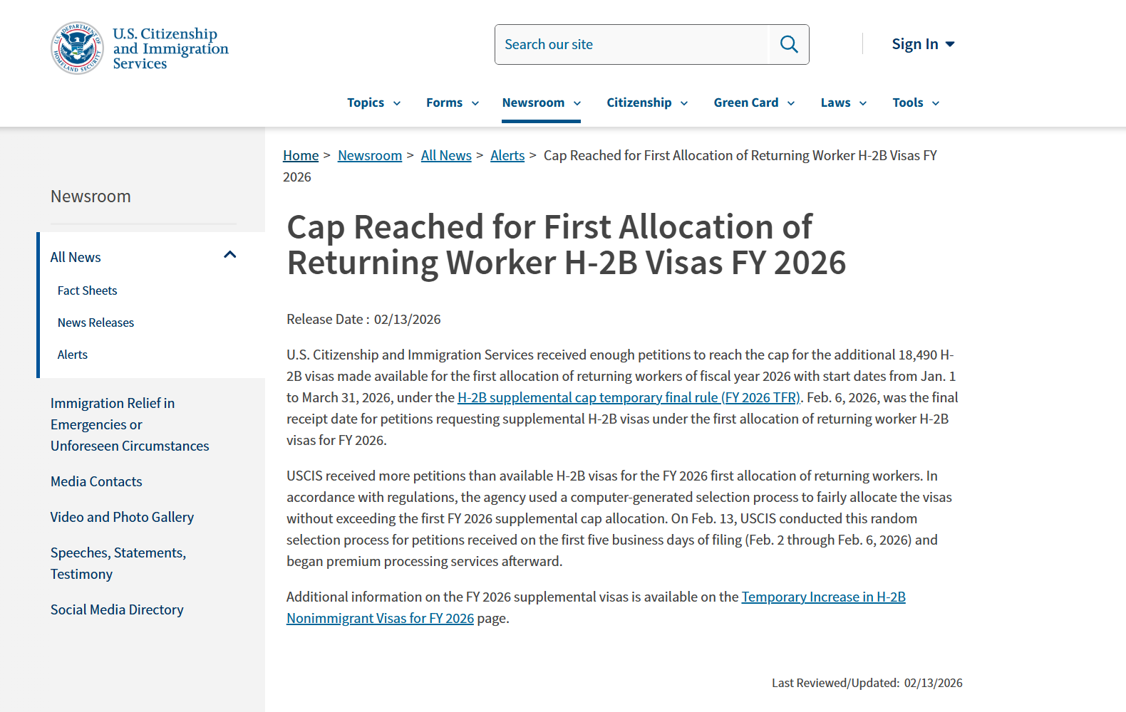 首批H-2B签证额外名额已满！USCIS启动随机抽签